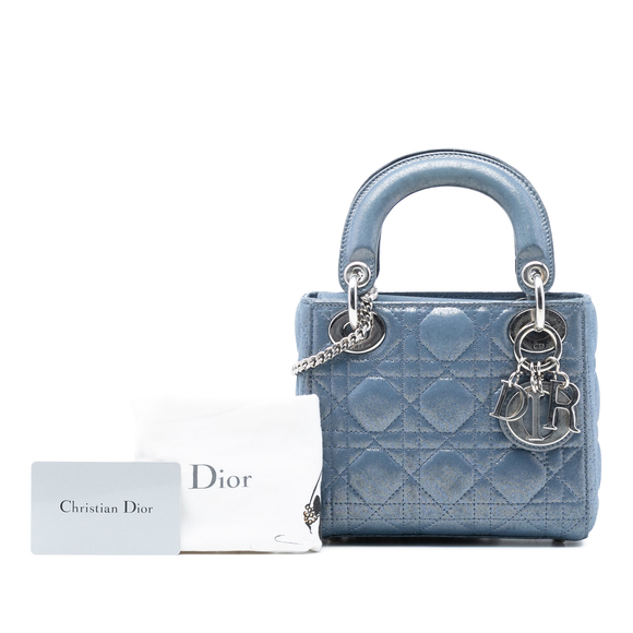 Pre-Loved Dior Mini Iridescent Lambskin Cannage Lady Dior - Picture 8 of 8